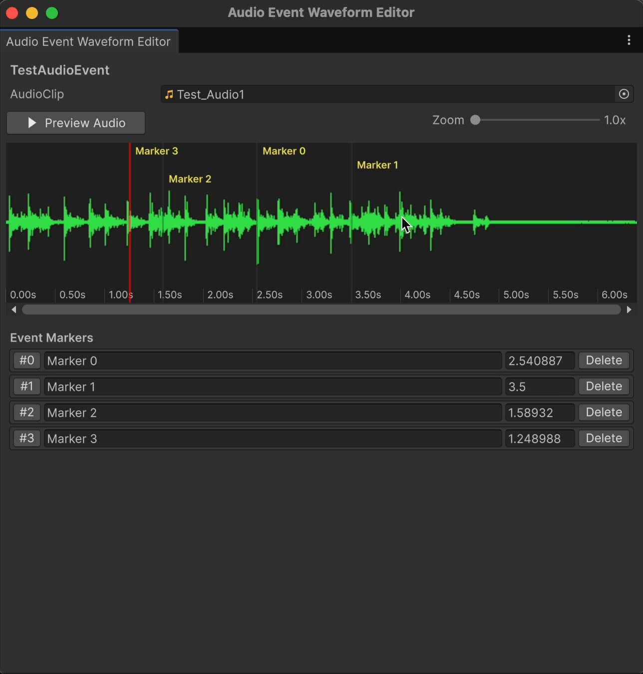 Adding and dragging event markers on the waveform
